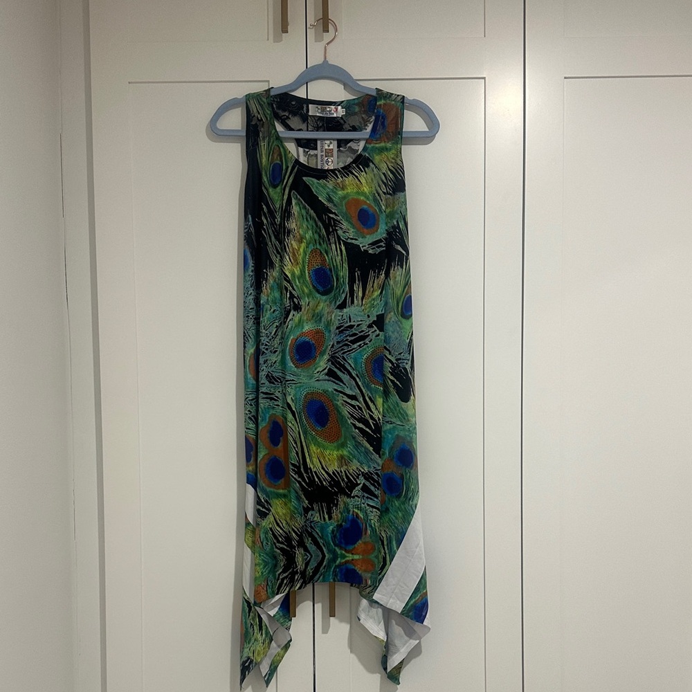 India Boutique Multicolor Feather Print Dress